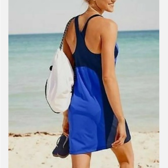 Athleta Blue Colorblock Swim Beach Summer Dress W-715 Sz XS - Picture 3 of 11